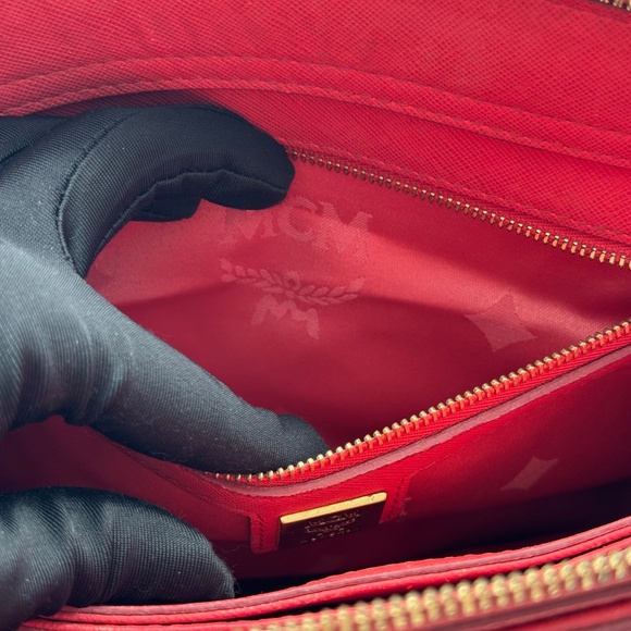 MCM Pink Leather Satchel Bag with Gold Hardware - Picture 11 of 15